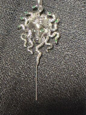 Sterling Silver Medusa Head pendant with Green Accents